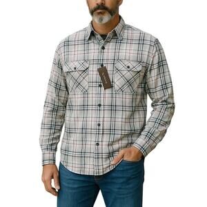 Lincoln Outfitters Grey Red White Plaid Button-Up Shirt Medium — UPF 50+ Western